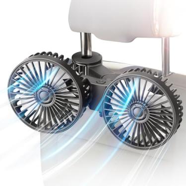 Imagem de Ouffun Ventilador De Carro Para Banco Traseiro, Ventiladores Assento Automotivos Usb Cabeça Dupla, 3 Velocidades, Vento Forte, Encosto Traseiro Veículo Giratório 360°, Circulação Ar Com Clipe Ajustá