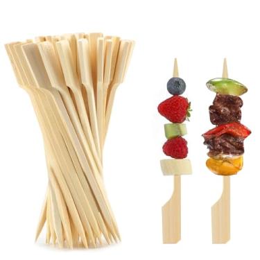 Imagem de vivinin 396 Espetos De Bambu, Madeira 3,5" Para Aperitivos, Pá Larga E Plana, Palitos Espeto, Coquetel, Frutas, Churrasco, Sanduíche, Bebida, Artigos Festa, 21Zq0002