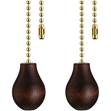Imagem de Akahttbn Extensores De Corrente Para Ventilador Teto, Ornamentos Decorativos, 12" Cor Nogueira, Extensão Pingente Madeira Lâmpada, 2 Peças (Corrente Latão)