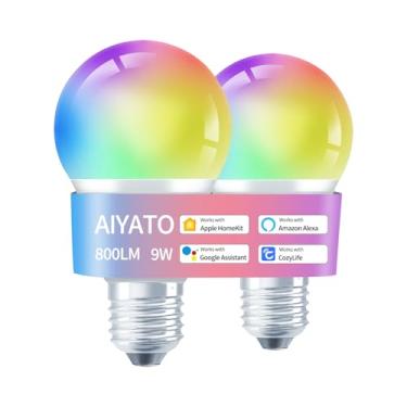 Imagem de DoHome Lâmpadas Inteligentes Funcionam Com Apple Homekit, 16 Milhões De Cores Diy, Lâmpada Led Wi-Fi Grbcw Multicolorida E Compatível Bluetooth, Siri, Alexa Google Assistente, Pacote 2