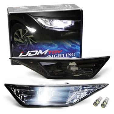 Imagem de iJDMTOY Kit de luz de marcador frontal de lâmpada LED branca com lente fumê JDM compatível com Honda Civic Sedan/Coupe/Hatchback 2016, substitui lâmpadas âmbar OEM