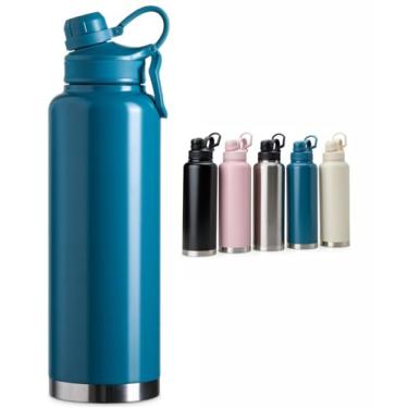 Imagem de GARRAFA TÉRMICA GRANDE 1.5 LITROS, QUENTE, FRIO, INOX DUPLA PAREDE, CAFÉ ACADEMIA TRABALHO (AZUL)