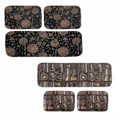 Imagem de Tapete de Cozinha Kit com 2 Jogos com 3 Peças cada Antiderrapante Emborrachado Resistente Toque Macio