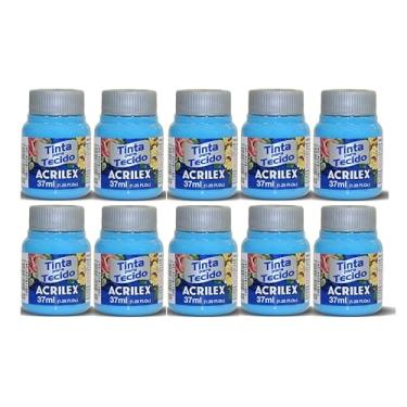 Imagem de Tinta Para Tecido Fosca Acrilex 37ml 10 Unidade Artesanato Fixação Frio Alta Cobertura – Fixação a Frio e Alta Cobertura Com Acabamento Fosco, Este Kit É A Escolha Perfeita Para Quem Busca Qualidade (Azul Celeste 503)