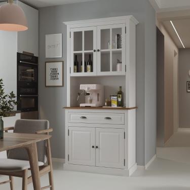 Imagem de Arca Oratório Cristaleira 4 Portas 1 Gaveta Branco Farm House