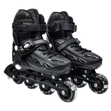 Imagem de Patins Inline Black Tamanho M 34-37 Ajustável Juvenil - Dm Toys