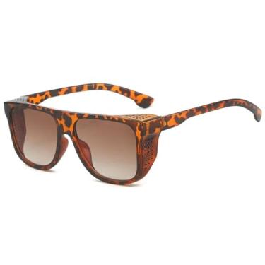 Imagem de Óculos de sol com armação punk, feminino e masculino, vintage, moderno, esportivo, para atividades ao ar livre, pesca, UV400 (chá de leopardo)