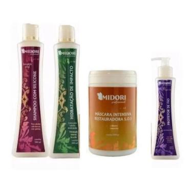 Imagem de Kit shampoo com silicone sem sal condicionador impacto mascara sos pro