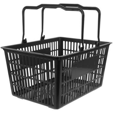 Imagem de Healifty Cesta de compras de plástico grande portátil de 38 x 29 x 19 cm com alça e design espesso para supermercados e lojas de frutas
