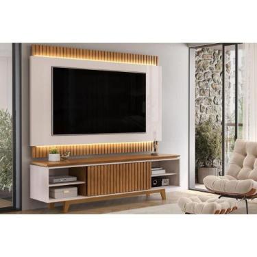 Imagem de Home p/ TV até 75 Pol Loren c/ Nicho 201x58cm Freijo/Off White - DJ Mó