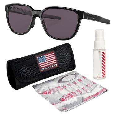 Imagem de OAKLEY Armação preta polida com atuador OO9250 – lentes cinza PRIZM, óculos de sol retangulares não polarizados com kit oficial de óculos, Preto polido (57 mm), 57 mm