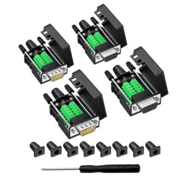 Imagem de YIOVVOM Conector DB9 breakout para terminal de fiação RS232 D-SUB fêmea e macho placa de breakout módulo sem solda com capa (2 adaptadores fêmea + 2 adaptadores machos)