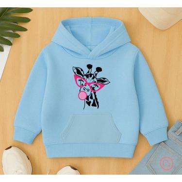 Imagem de Canguru Moletom Infantil Agasalho Feminino Estampa Girafa Chiclete Lin