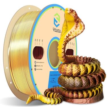 Imagem de Yousu Filamento Triplo do Pla Da Seda Da Cor do Filamento Da Impressora 3D 1.75Mm, Pacote Preto do Filamento Da Impressão 3D do Cobre do Ouro do Pla de Seda, 1Kg/2.2Lbs
