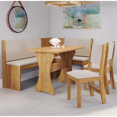 Imagem de Canto Alemão Fritz com 2 Cadeiras Cobre/Linho Bronze - Casa Giulia