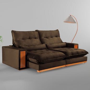 Imagem de Sofá Retrátil E Reclinável 2 Lugares 250cm Santorini Marrom