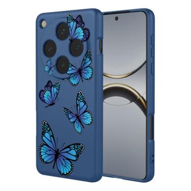 Imagem de HTXWXJC Capa de telefone para Oppo Find X8 Pro, CPH2659, PKC110, PKC130 à prova de choque flexível bumper TPU capa macia padrão borboleta capa de telefone para Oppo Find X8 Pro Blue Butterfly