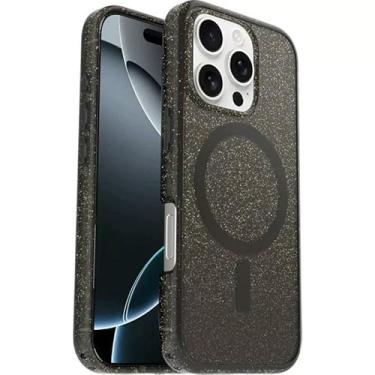 Imagem de OtterBox Capa para iPhone 16 Pro (apenas) - Symmetry Series Clear+ - Stardust Night (Silverflake/Trans Black) - Encaixa-se ao MagSafe - Ultralegre - Bordas elevadas protegem a câmera e a tela