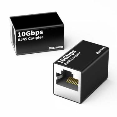 Imagem de Acoplador Ethernet RJ45 de 10 Gbps, pacote com 2 adaptadores extensores para cabo Ethernet Cat8, Cat7, Cat6, Cat5, Cat5e, conector de alta velocidade de 100 metros, conector fêmea para fêmea de liga