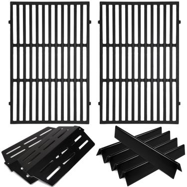 Imagem de Aibabcue Peças de reposição para grelha Weber Genesis 300 Series E310, E320, E330, S310, S320, S330, EP310, EP320, EP330 com controle de montagem frontal, 7620 Flavor Bar 7524 Grelhas 7622 Defletor de