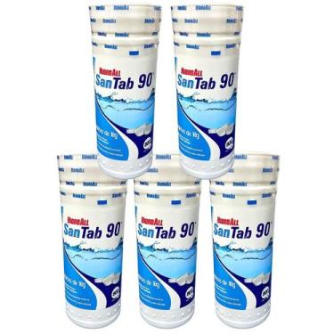 Imagem de Kit 5 Tubetes Cloro Àgua Para Consumo Humano 800g Santab 90 Hidroall