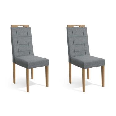 Imagem de Cadeira Sala de Jantar 2Cad150 Madeira Kit Eucalipto Linho Cinza