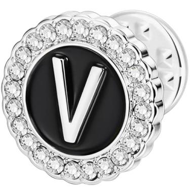 Imagem de HAWSON Alfinetes de lapela com inicial A-Z, alfinetes de gravata personalizados de ouro/prata 18K para ternos, gravatas, chapéus, homens e mulheres, Latão, Sem Pedra Preciosa