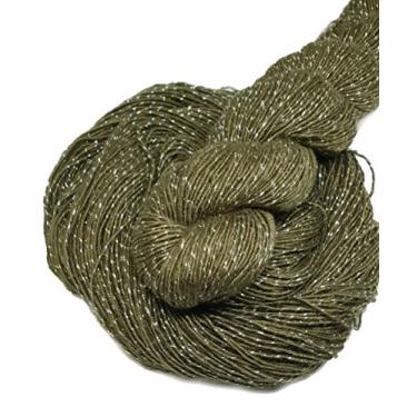Imagem de KNITSILK Sparkle Silk Shimmer & Shine Yarn: Brilho iridescente - 50 g de seda de amoreira pura - Oliva