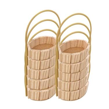 Imagem de KIT Cesta de Madeira oval 10 Unidades Para Presente, Dia dos Pais, Dia dos Namorados, Dia das Mães e outras Comemorações com Alça P
