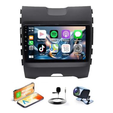 Imagem de 4 GB + 64 GB 22.9 cm Android 14 rádio estéreo para Ford Edge 2015-2020 HD tela sensível ao toque com carplay sem fio/Android Auto Double Din GPS navegação BT WiFi microfone câmera