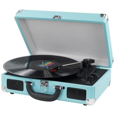 Imagem de Vitrola Toca Discos 3 Velocidades, com USB e Entrada AUX, 45 RPM, 110v, DIGITNOW 8541736463, Azul