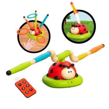 Imagem de Brinquedo Infantil Joaninha 3 em 1 com Sons e Música Pula Corda Acerte as Argolas e Lançador de Foguete