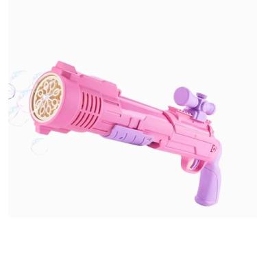 Imagem de Pistola Lança Bolhas de Sabão Automática Brinquedo Infantil Soprador de Bolhas Presente para Dia das Crianças e Aniversário (Rosa 12)