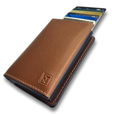 Imagem de Carteira Porta Cartões Masculina Couro PU ATNI RFID Antifurto Fecho Magnético Cinta Elástica Antiqueda Porta CNH Rígido Caixa Presentear Exclusiva Design Moderno Segurança Luxo Performance (Aurum)