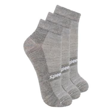 Imagem de Kit com 3 Pares de Meias Esportiva Cano Curto Speedo 8033, Cinza, 39-4