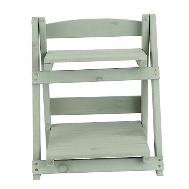 Imagem de Two Layer Folding Plant Stand Shelf Retro Green Storage Rack for Indoor Outdoor Use Multi Functional Bookshelf Succulent Organizer for Home Office Balcony and Housewarming(Green)