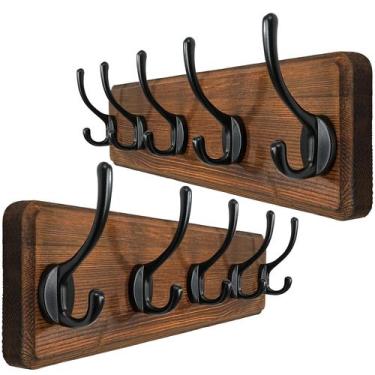 Imagem de Coat Rack Wall Mount WEBI de 16 furos rústico com 5 ganchos e 2 pacote
