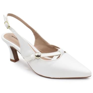 Imagem de Scarpin Slingback Modarpe Salto Médio Confortável S20 (Branco, BR, Adulto, Numérico, 37)