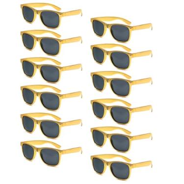 Imagem de QYVEWY Pacote com 3/6/12/20 óculos de sol metálicos dourados a granel para mulheres e homens, óculos baratos para artigos de festa (12 ouros)