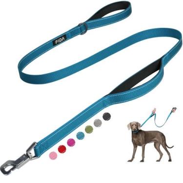 Imagem de Coleira para cães Fida Heavy Duty 150 cm com 2 alças acolchoadas azuis