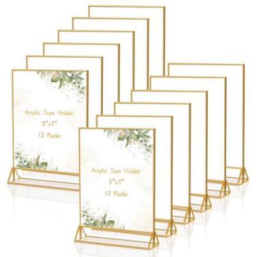 Imagem de Suporte de placa de acrílico KILY-WILY Gold Frames, 12 pacotes de 5 x 