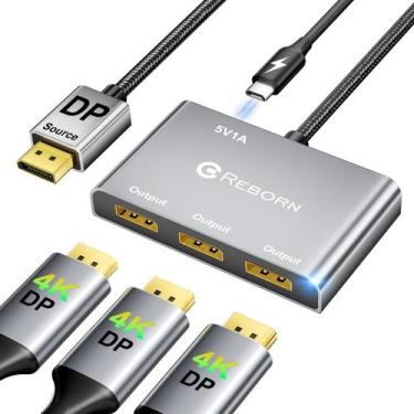 Imagem de DisplayPort Splitter Reborn 1 em 3 saídas 4K @60Hz para 3 monitores
