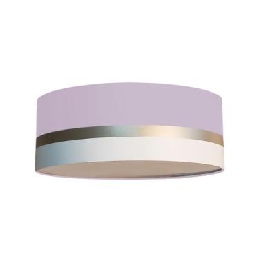 Imagem de Luminária Plafon Faixas Bronze Cúpula 50x15 - Tom Luz,  Lilás