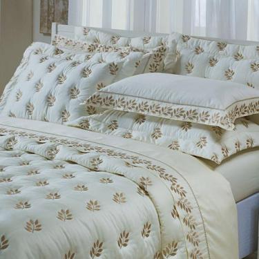 Imagem de Kit Cobre Leito Colcha Garland Queen 100% Algodão 400 Fios Acetinado B