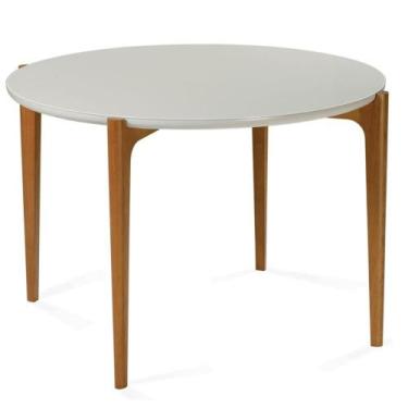 Imagem de Mesa de Jantar Madrid Univ Redonda 110 cm Tampo Madeira Vidro Colado O