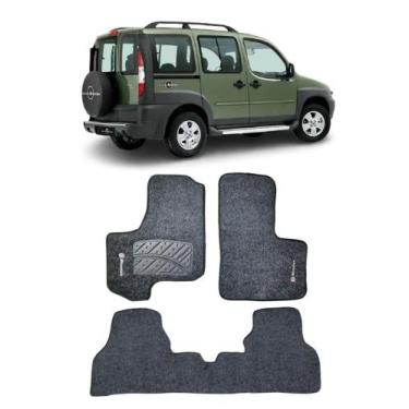 Imagem de Jogo Tapete Carpete Fiat Doblo Adventure 2005 a 2014 Com Logo Bordado 
