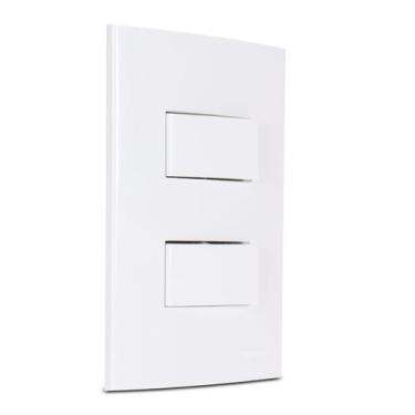 Imagem de Conjunto Duplo Interruptor  Paralelo + 1 Simples Sleek Branco Margiriu