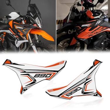 Imagem de Para 790ADV 790 890 ADV Adventure R S 2019-2024 2023 2022 2021 2020 painéis de carenagem da parte frontal da motocicleta capa de placa de para-brisas defletor de vento (890 branco-laranja)