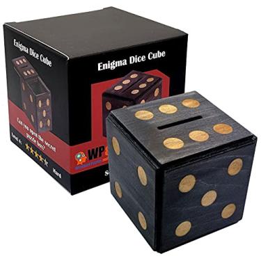 Imagem de Winshare Puzzles and Games Puzzle Box Enigma Dice Cube - Money and Gift Holder in a Wooden Magic Trick Lock with Hidden Compartment Piggy Bank Brain Teaser Game (Black)