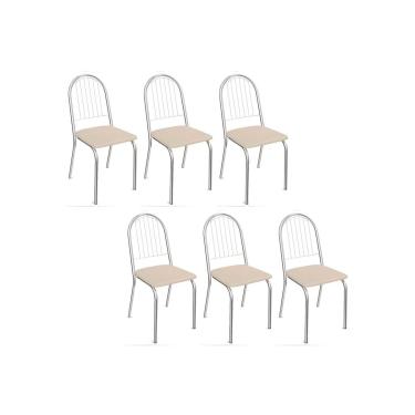 Imagem de Kit 6 Cadeiras Sala Jantar Noruega 2C077 6 Un Cromada/Nude 16 - Kappesberg